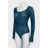 Lace navy turquoise bodysuit