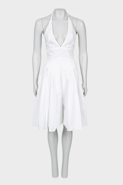 Pleated white dress with spaghetti straps