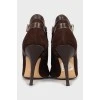 Dark brown stiletto heeled booties 