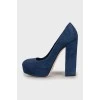 Navy blue square toe shoes