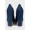 Navy blue square toe shoes