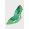 Green patent leather shoes