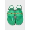 Lacquered low-soled sandals