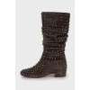 Studded suede boots