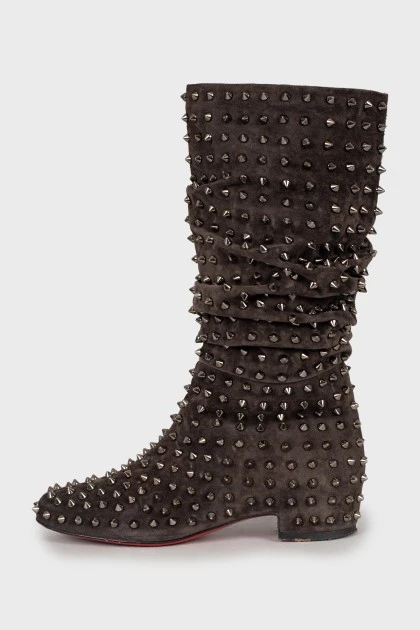 Studded suede boots