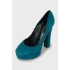Turquoise suede pumps