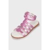 Silver pink leather sandals
