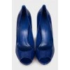 Blue peep toe shoes