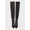 Pointed toe leather over the knee boots