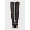 Pointed toe leather over the knee boots