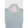 Blue top with translucent sleeves
