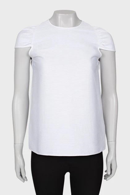 White T-shirt with draped sleeves