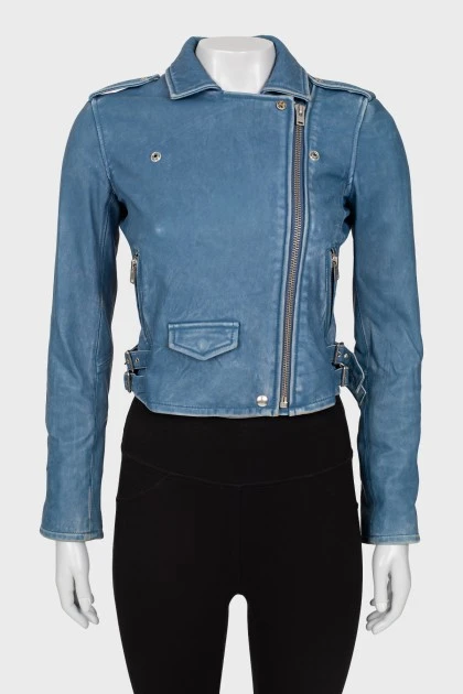 Blue leather jacket