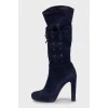 Navy blue suede boots