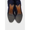Navy blue suede boots