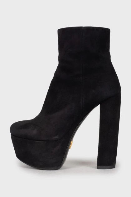 Suede high heel ankle boots