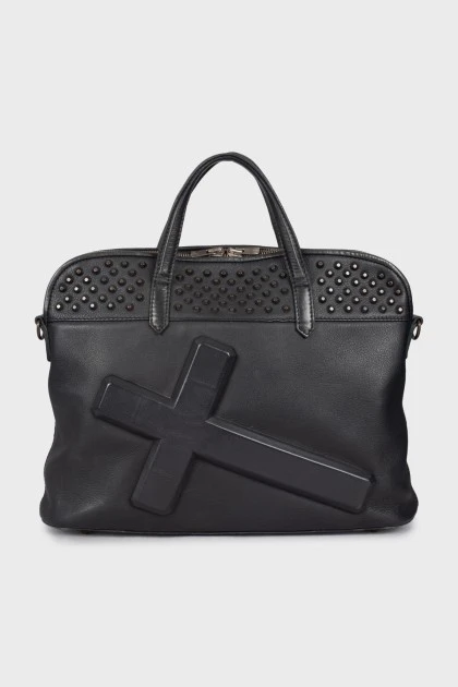 Black briefcase bag with decor