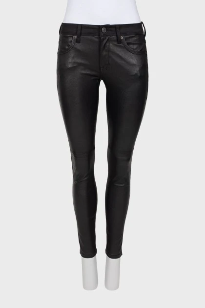 Black jeans with leather inserts