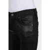 Black jeans with leather inserts