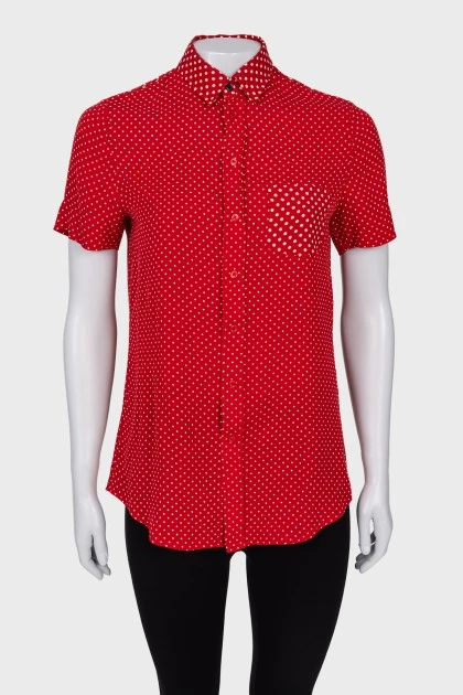 Silk shirt with polka dot print