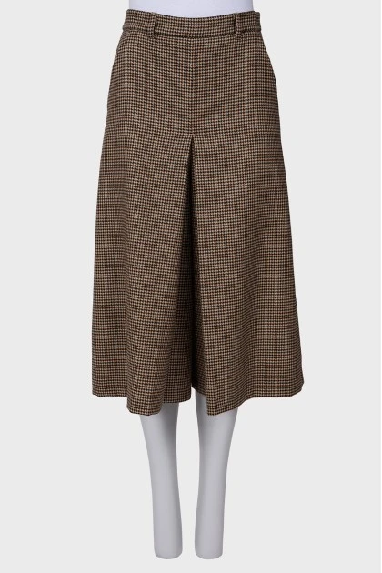 Wool culottes in houndstooth print