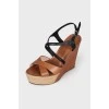 Brown wedge sandals