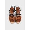 Brown wedge sandals