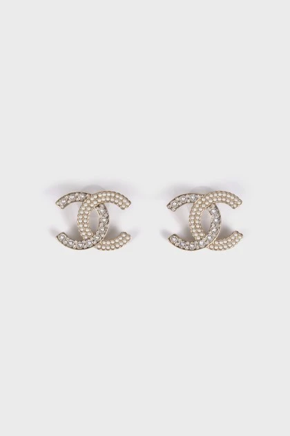 Silver earrings with rhinestones