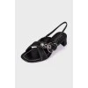 Leather sandals with silver buckle