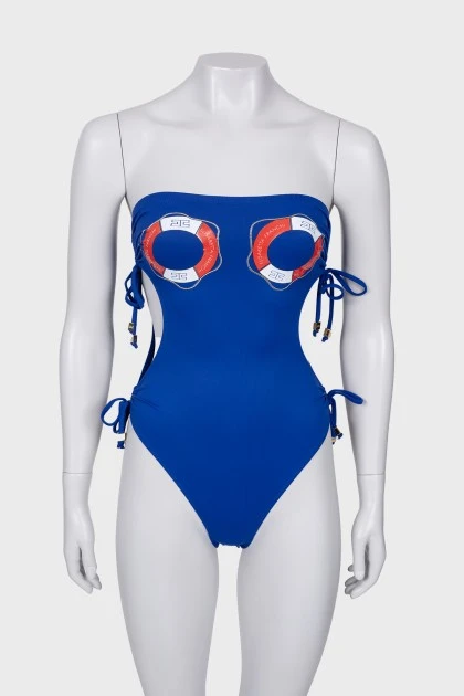 Blue monokini swimsuit with tag