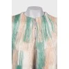 Tricolor fringed jacket with tag