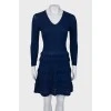 Blue dress with embossed pattern