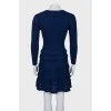 Blue dress with embossed pattern