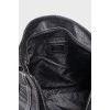 Black leather bag with keyring