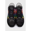 Leather sneakers with multicolour inserts