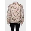 Blouse in floral print with wide sleeves