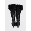 Fur boots with high heels