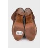 Brown peep toe boots