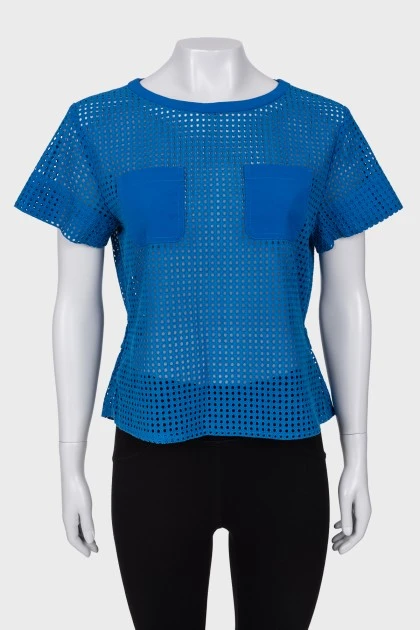 Blue T-shirt with perforations