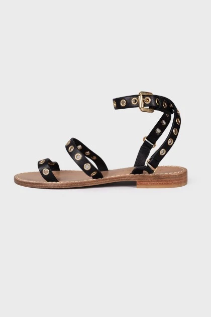 Perforated leather sandals