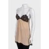Silk T-shirt with lace
