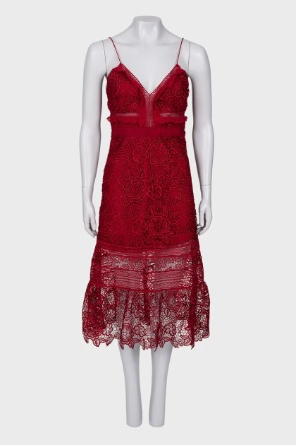 Red dress with patterned spaghetti straps
