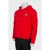Men's red hoodie with embroidery