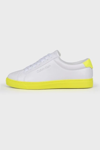 Leather sneakers with yellow soles