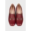Burgundy shoes with silver decor