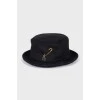 Wool panama hat with brooch