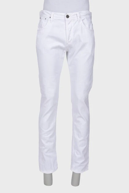 Men's white button-down jeans