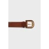 Leather belt with combination buckle