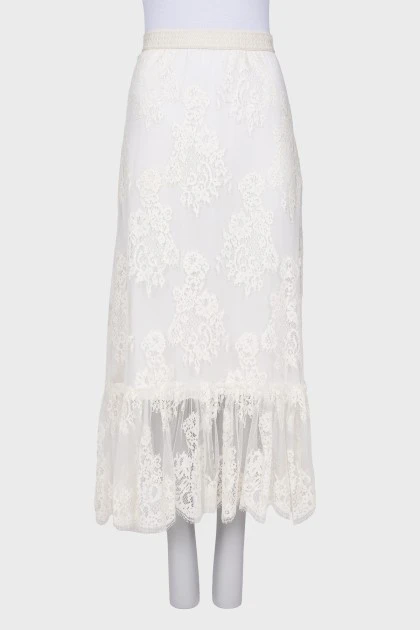 White lace maxi skirt