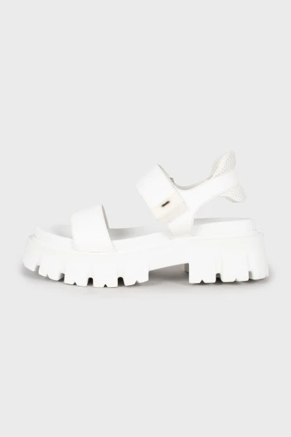 White sandals with chunky soles
